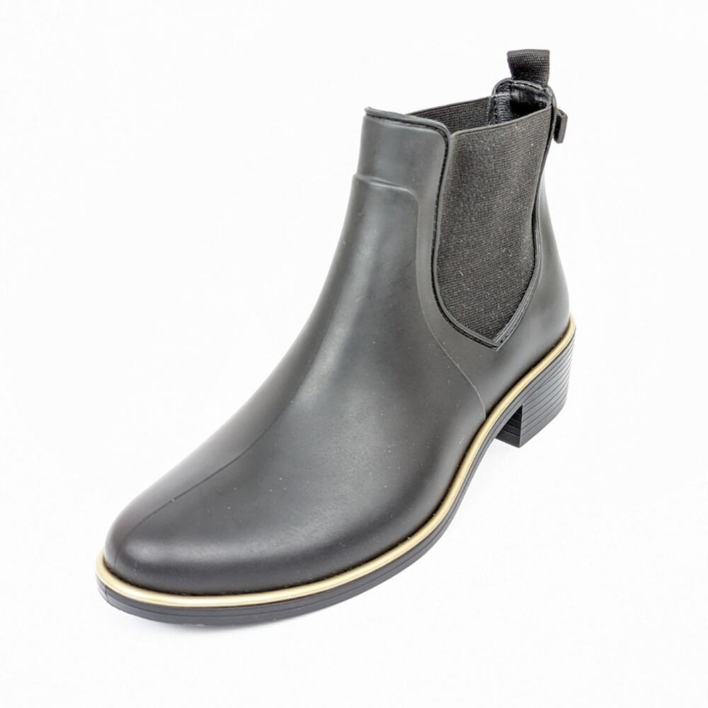 Kate Spade Solstice Rain Bootie 6 Black Waterproof Chelsea Rubber